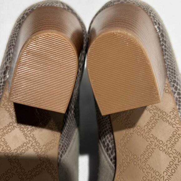 Vionic Anne Ankle Booties Suede Faux Snakeskin Womens 10 Zip Up Tan Block Heel - Picture 9 of 12
